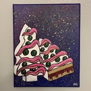 Little Debbie, Alien Christmas Tree Painting, Acrylic on Canvas